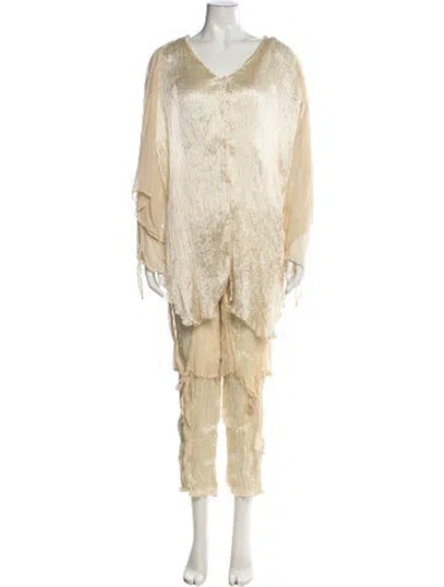 Pre-owned Forte Couture Vintage Printed Pant Set In Yellow