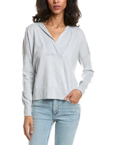 Forte Crop Crossover Cashmere-blend Hoodie In Gray