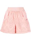 Forte Dei Marmi Couture Elasticated-waistband Lace Shorts In Pink