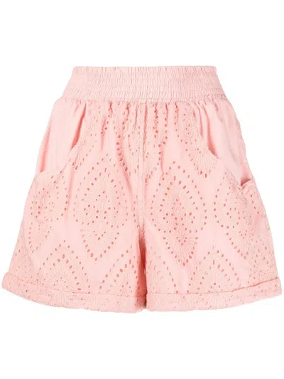 Forte Dei Marmi Couture Elasticated-waistband Lace Shorts In Pink