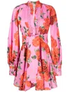 Forte Dei Marmi Couture Floral-print Belted Cotton Dress In Pink
