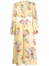 FORTE DEI MARMI COUTURE FLORAL-PRINT CUT-OUT LINEN DRESS