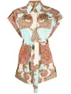 Forte Dei Marmi Couture Patterned-jacquard Cotton Playsuit In Blue