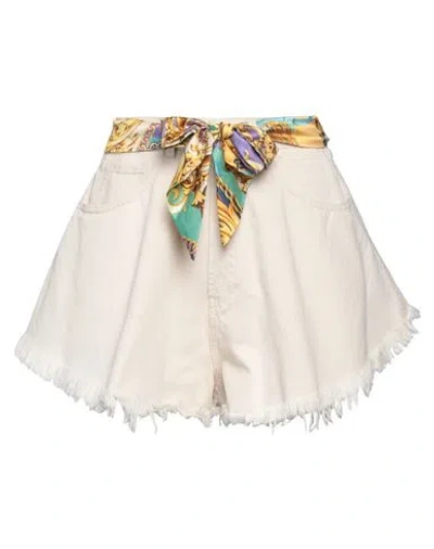 Forte Dei Marmi Couture Woman Denim Shorts Ivory Size 26 Viscose, Elastane In White
