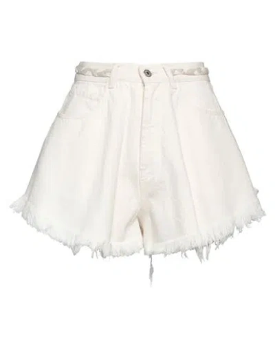 Forte Dei Marmi Couture Woman Denim Shorts Ivory Size 27 Cotton In White