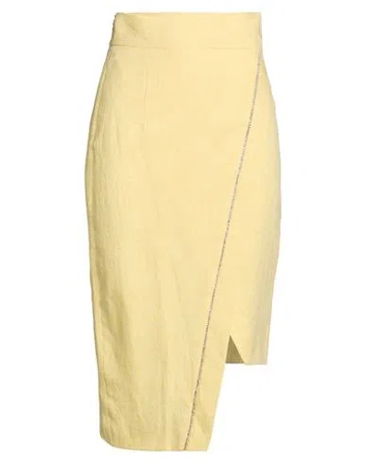 Forte Dei Marmi Couture Woman Midi Skirt Pastel Yellow Size 8 Linen In Neutral