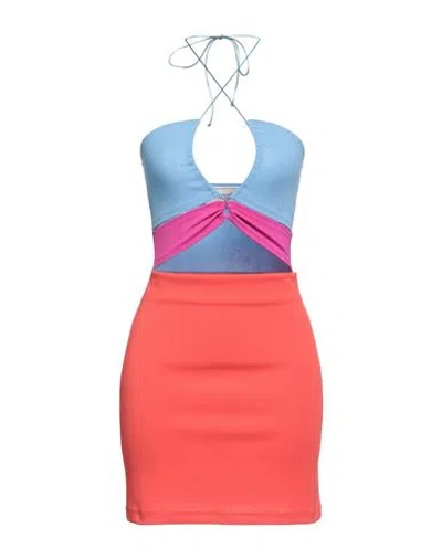 Forte Dei Marmi Couture Woman Mini Dress Coral Size 6 Polyester, Elastane In Red