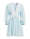 Forte Dei Marmi Couture Woman Mini Dress Sky Blue Size 6 Viscose, Linen