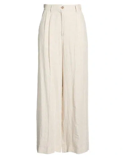 Forte Dei Marmi Couture Woman Pants Light Grey Size 6 Linen In Neutral