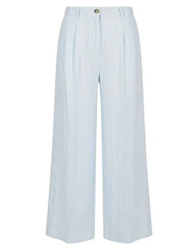 Forte Dei Marmi Couture Woman Pants Sky Blue Size 4 Linen