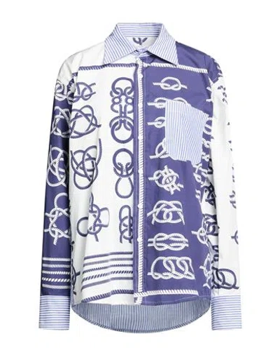 Forte Dei Marmi Couture Woman Shirt Bright Blue Size 10 Cotton In Multi