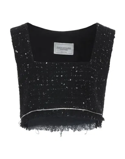Forte Dei Marmi Couture Woman Top Black Size 6 Polyester, Polyacrylic, Wool, Polyamide