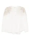 Forte Forte Cotton Blend Shirt With Embroidered Lace Detailing In White