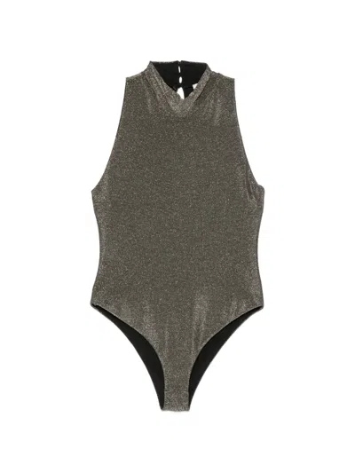 Forte Forte 글리터 이펙트 하이 넥 바디수트 In Gray