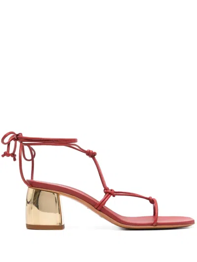 Forte Forte 50mm Metallic Effect-heel Sandals In Red