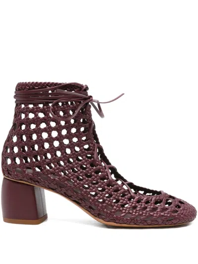 Forte Forte 55mm Woven Lace-up Boots In Burgundy