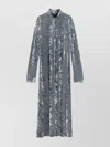 Forte Forte Long Velvet Stretch Dress With High Neckline In Gray