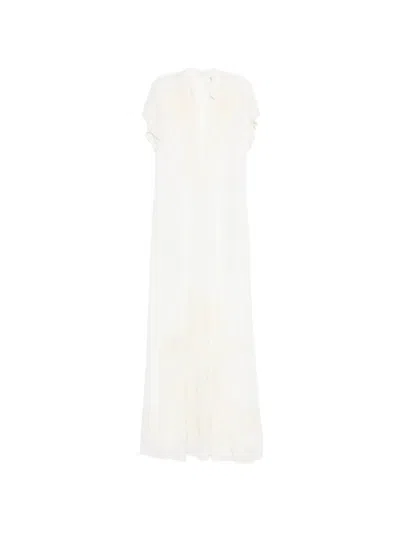 Forte Forte Abito Crepe De Chine Ricamo "iris Velvet" In White