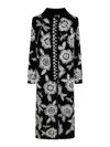 Forte Forte Long Coat With Floral Embroidery And Pockets In Multi