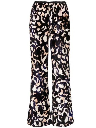 Forte Forte Abstract-print Velvet Palazzo Pants In Blue
