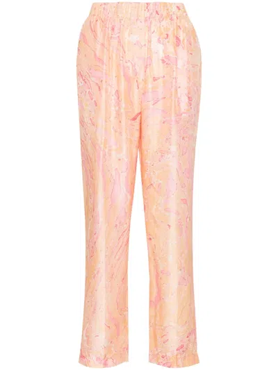 Forte Forte Hose Aus Seide Mit Abstraktem Print In Rosa