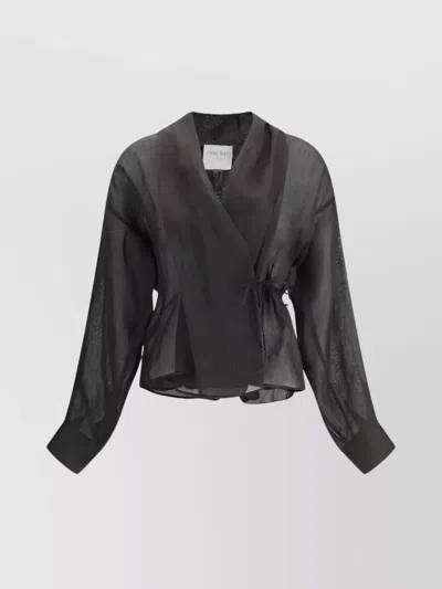 Forte Forte Airy Crossed Shirt With Shawl Lapels In Black