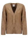 Forte Forte All-over Fur Applique V-neck Cardigan In Camel