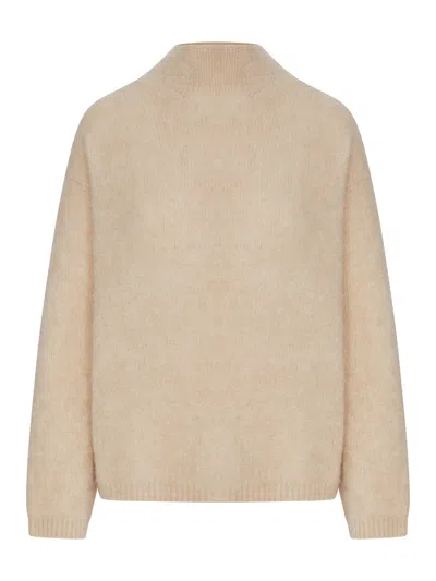 Forte Forte Alpaca Blend Sweater With High Neck In Nude & Neutrals