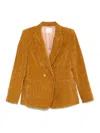 Forte Forte Double-breasted Velvet Blazer With Tailored Fit In Yellow