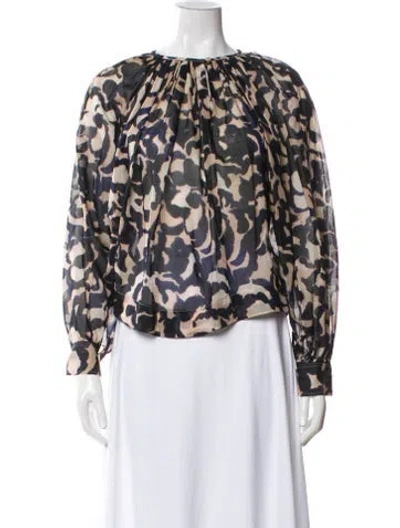Pre-owned Forte Forte Animal Print Crew Neck Blouse In Blue