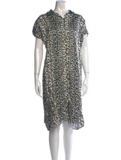 Pre-owned Forte Forte Animal Print Knee-length Dress In Green