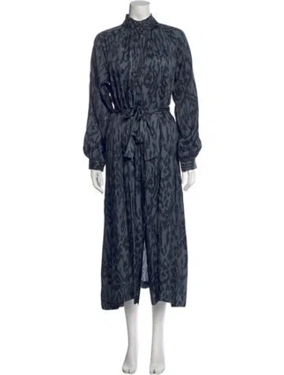 Pre-owned Forte Forte Animal Print Long Dress In Blue