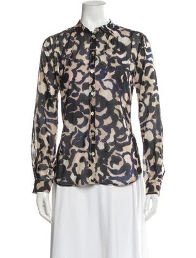 Pre-owned Forte Forte Animal Print Long Sleeve Blouse In Multi