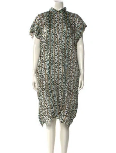 Pre-owned Forte Forte Animal Print Midi Length Dress In Green
