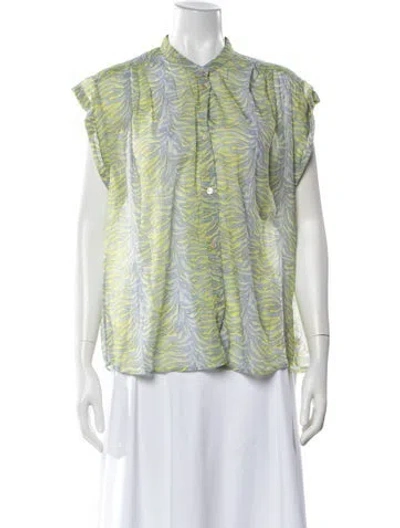 Pre-owned Forte Forte Animal Print Sleeveless Blouse In Blue