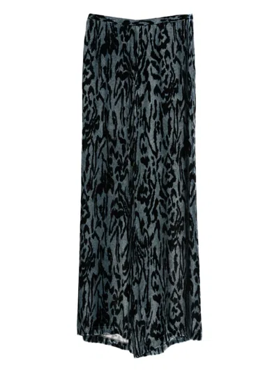 Forte Forte Animal-print Trousers In Blue