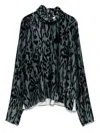 Forte Forte Animal-print Turtleneck Top In Blue