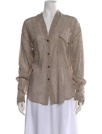 Pre-owned Forte Forte Animal Print V-neck Blouse W/ Tags In Neutral