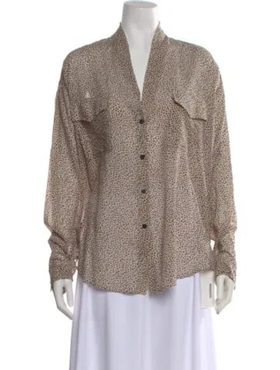 Pre-owned Forte Forte Animal Print V-neck Blouse W/ Tags In Neutral