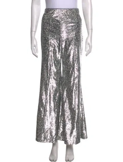 Pre-owned Forte Forte Animal Print Wide Leg Pants In Metallic/silver