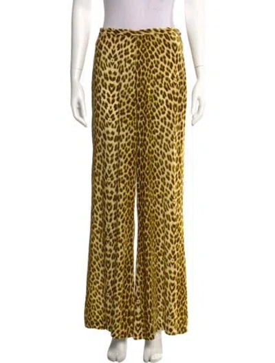 Pre-owned Forte Forte Animal Print Wide Leg Pants In Yellow