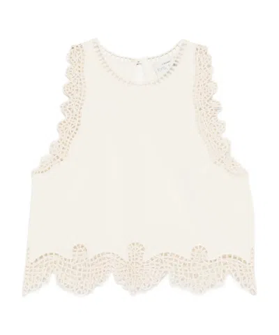 Forte Forte Avorio Lunamaris Embroidery Popline Top In White