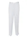 Forte Forte Baggy Satin Trousers With Wide Waistband In White