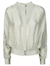 Forte Forte Balloon Sleeve Blouse With Fitted Waist And Button Details In Gray