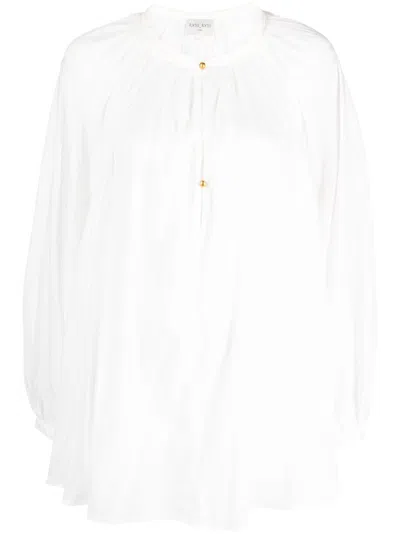 Forte Forte Balloon-sleeve Cotton-silk Blouse In Weiss