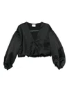 Forte Forte Balloon-sleeve V-neck Blouse In Black