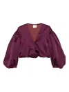 Forte Forte Balloon-sleeve V-neck Top In Burgundy