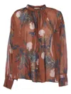 Forte Forte Mix-print Semi-sheer Shirt In Cacao