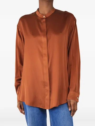 Pre-owned Forte Forte Band-collar Shirt In Brown