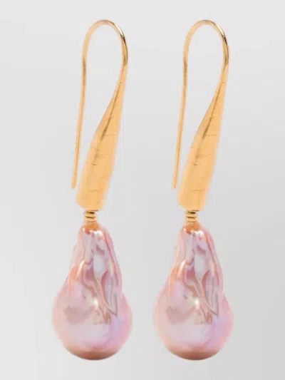 Forte Forte Baroque Pearl Drop Earrings Gold Tone In Gray